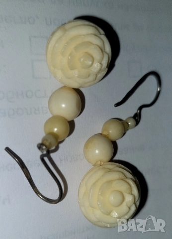 Обеци от слонова кост , снимка 3 - Обеци - 51777798