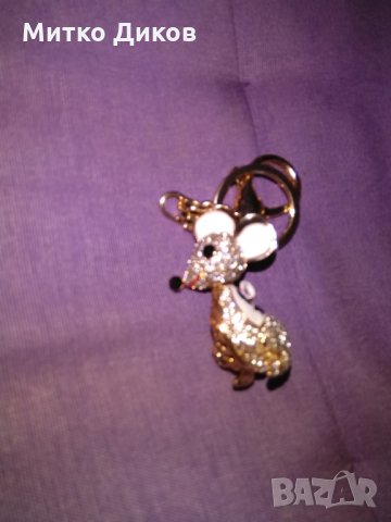 Ключодържател метален луксозен - мишле с инкрустирани камъни-2020 година на плъха, снимка 5 - Колекции - 29802148