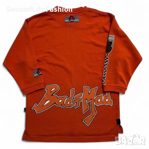 Мъжка тениска с дълъг ръкав Bad + Mad Vintage, размер S пуловер в оранжев цвят, снимка 7 - Суичъри - 52990940