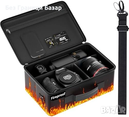 Нов твърд предпазен Калъф за фотоапарат с прегради и презрамка за обективи статив