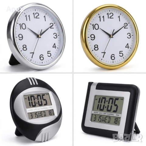 Електронен Безшумен Стенен Часовник. LED Дигитални Стенни Часовници Термометър.ЛЕД Безшумен Часовник