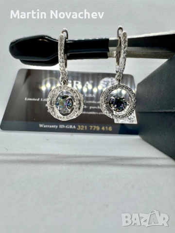 Сребърни обеци с мойсанит (Диамант) 0.5 карата, снимка 8 - Обеци - 54129856