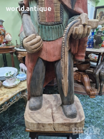 Страхотна голяма антикварна дървена фигура статуетка , снимка 9 - Статуетки - 52322333