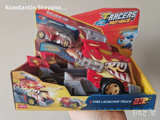 Комплект за игра T-Racers - Fire Launcher Truck ЧЕРВЕН, снимка 2 - Коли, камиони, мотори, писти - 54276419