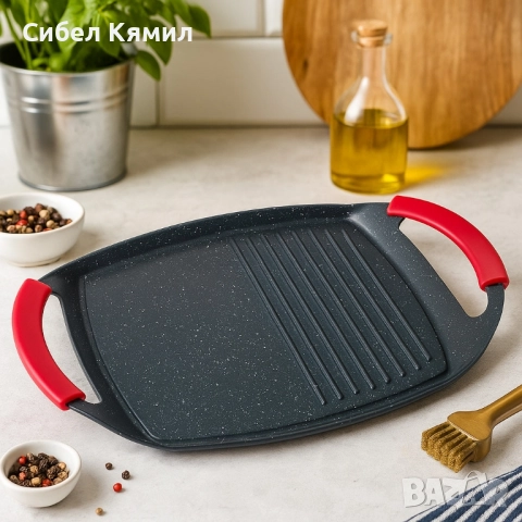Грил плоча - 47 см. с не залепващо покритие и двойна повърхност, снимка 1