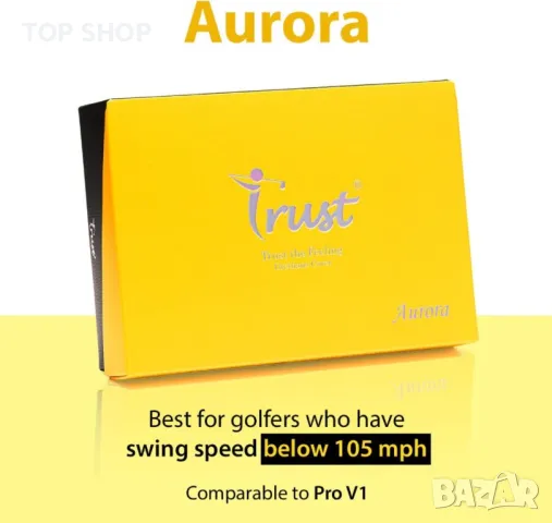 Trust Aurora Топки за голф от 3 части, покритие кристален уретан, динамично ядро K9, жълто, 12 бр., снимка 5 - Голф - 49866380