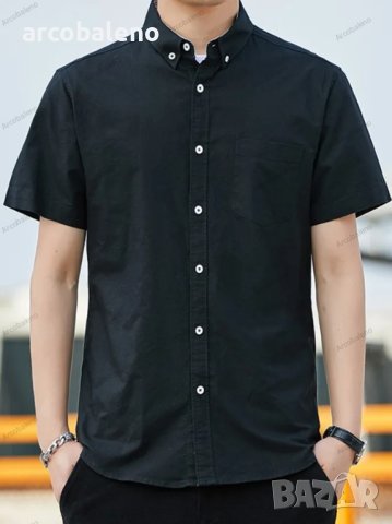 Ежедневна мъжка оксфордска риза с къси ръкави, младежка мода, 4цвята - 023, снимка 4 - Ризи - 40848349