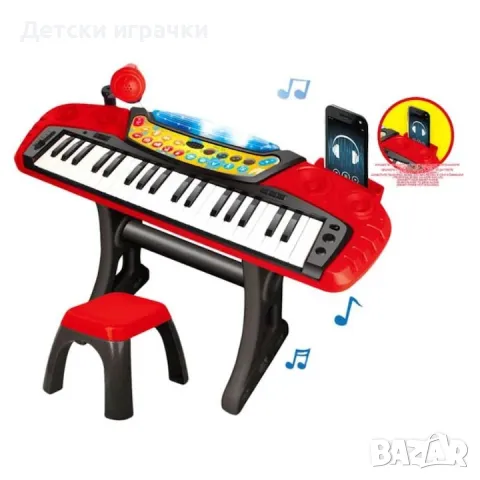 Детско пиано със столче и микрофон, 37 клавиша , снимка 7 - Музикални играчки - 48696398