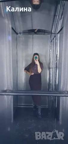 Zara дълга пола в кафяво, размер XS