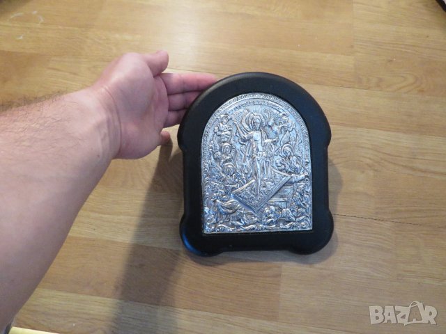 Гръцка православна сребърна икона сребро проба 999 - ВЪЗКРЕСЕНИЕТО НА ХРИСТОС - Стар внос от Гърция , снимка 2 - Антикварни и старинни предмети - 30016559