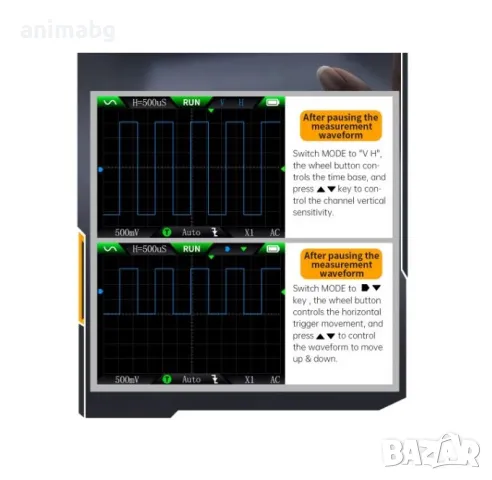 ANIMABG Цифров осцилоскоп и сигнал генератор, 2в1, DSO510, 10MHz, снимка 4 - Друга електроника - 49007629