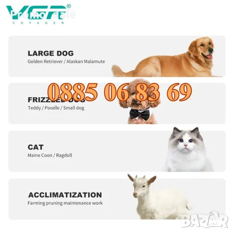 Професионална машинка за подстригване на кучета, котки и домашни любимци, снимка 4 - Други стоки за животни - 48903021