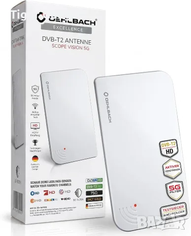 Активна вътрешна антена Oehlbach Scope Vision 5G за DVB-T2 HD телевизия с LTE/5G филтър