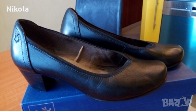 Caprice черни дамски кожени обувки черни №38 H и стелка 25см, снимка 14 - Дамски обувки на ток - 29150751