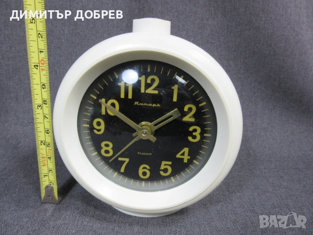 СТАР РЕТРО СОЦ СССР МЕХАНИЧЕН ЧАСОВНИК БУДИЛНИК ЯНТАРЬ JANTAR, снимка 5 - Антикварни и старинни предмети - 54268833