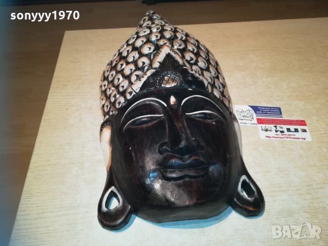 ГОЛЯМА маска стенна от дърво Буда декорирана 0311202206, снимка 2 - Колекции - 30664495