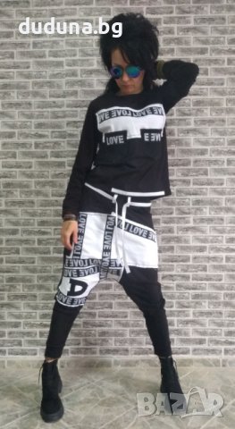 Див дамски сет, потури и блуза с деним в стрхотен стил!, снимка 3 - Комплекти - 42025323