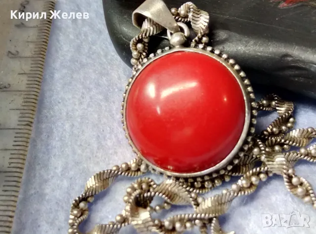 МАРКОВО СРЕБЪРНО КОЛИЕ с СРЕБЪРЕН МЕДАЛЬОН СРЕБРО 925 ITALY с ЮВЕЛИРНО ШЛИФОВАН ЧЕРВЕН КОРАЛ 34928, снимка 13 - Колиета, медальони, синджири - 49328153