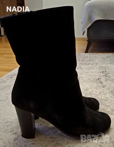 Черни велурени боти DARIS, снимка 4 - Дамски боти - 52367505