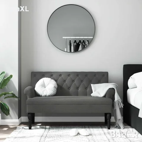 vidaXL Пейка с облегалка, тъмносива, 120x62x75,5 см, плат, снимка 3 - Дивани и мека мебел - 56147441