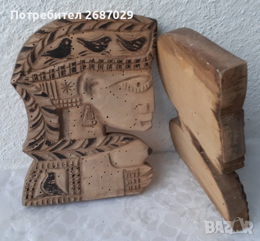 Различни глави: момче момиче 2 броя дървени, дърво дърворезба, пано глава, снимка 6 - Пана - 37587811