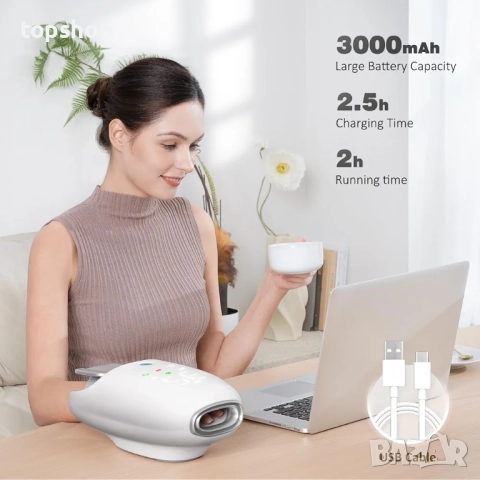 Чисто нов компресорен безжичен масажор за ръце KNQZE с touchscreen, топлина, ролков масаж, охлаждане, снимка 6 - Масажори - 52089819