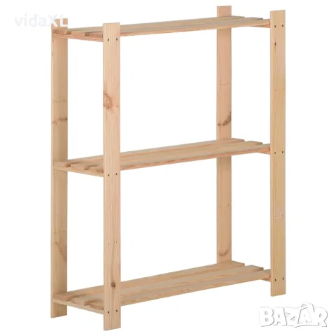 vidaXL 3-етажен стелаж, 60x28,5x90 см, бор масив