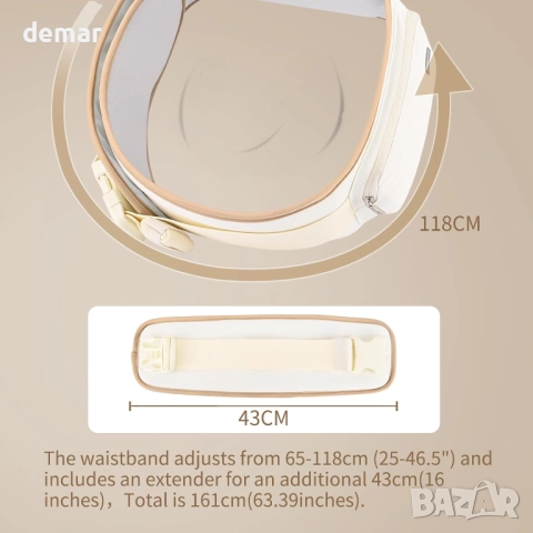Бебешко кенгуру Bebamour за новородено до малко дете, с качулка за глава, бежово, снимка 4 - Кенгура и ранички - 51908636