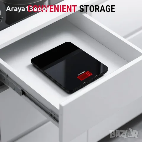 Дигитална кухненска везна ACCUWEIGHT 201 – 5 кг, LCD, закалено стъкло, снимка 4 - Аксесоари за кухня - 55950964