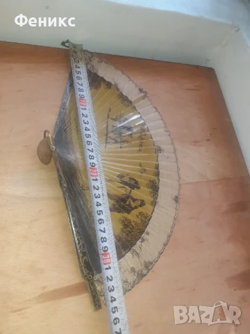 Старо дамско ветрило 19 век дърво и коприна ръчно рисувано, снимка 10 - Антикварни и старинни предмети - 51252468