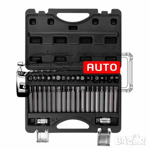 Накрайници 40 броя RockForce-еврейски зезди-торкс 3/8“и 1/2″, снимка 5 - Други инструменти - 53897842