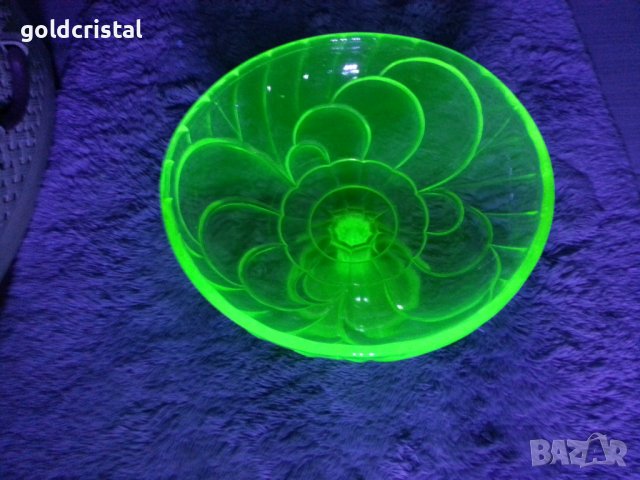 Кристална фруктиера ураново стъкло , снимка 9 - Антикварни и старинни предмети - 39989890