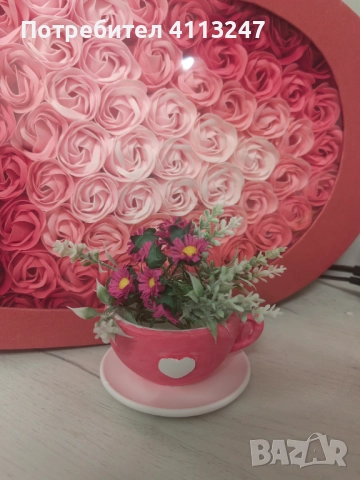 Ръчно изработени керамични чашки с цветя , снимка 3 - Декорация за дома - 52997994