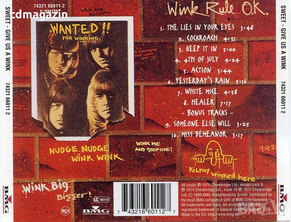 Компакт дискове CD Sweet ‎– Give Us A Wink, снимка 2 - CD дискове - 34896016