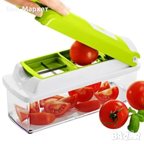 Кухненско Ренде за зеле, моркови с контейнер - Nicer Dicer Plus от 13 части, снимка 12 - Аксесоари за кухня - 48840217