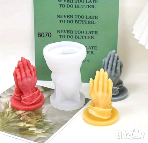 3D 2 ръце длани в Молитва силиконов молд форма калъп фондан гипс свещ декор смола, снимка 8 - Форми - 38047845