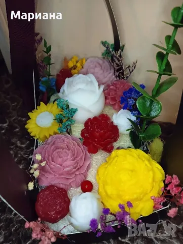 Ръчно изработени сапуни/свещи, снимка 4 - Изкуствени цветя - 49398063