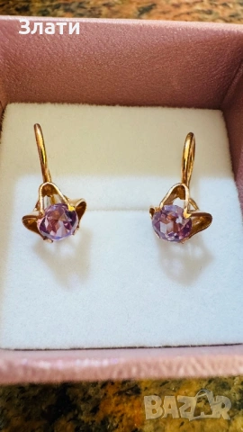 Руски златни обеци с александрит, снимка 2 - Обеци - 54143534
