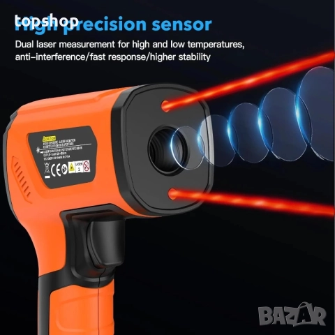 Инфрачервен термометър mestek, мпературен пистолет -40℉~2912℉, термометър, пирометър 50:1, снимка 6 - Друга електроника - 51637815