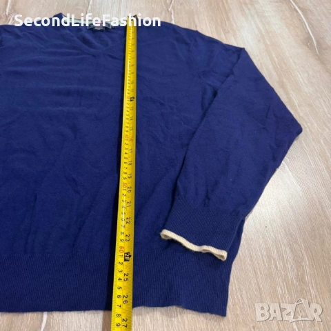 Мъжки кашмирен пуловер Vineyard Vines с V-образно деколте, син, размер L, снимка 4 - Пуловери - 53102054