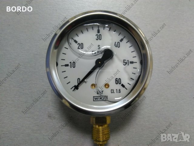 Манометър с глицерин WIKA - Ф63/0-60 bar (радиален)