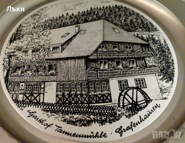 Калаена чиния,пано с литография Воденица,580 гр. , снимка 3 - Пана - 42504816