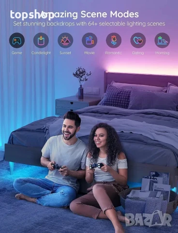 НОВА, ТЕСТВАНА Govee H6159 Smart LED лентоа, 5 метра WiFi LED лентово осветление, Alexa и Google..., снимка 8 - Лед осветление - 50575666
