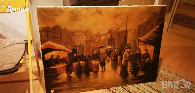 Стара маслена картина 100см.-70см. рисувана върху платно., снимка 12 - Антикварни и старинни предмети - 50041670