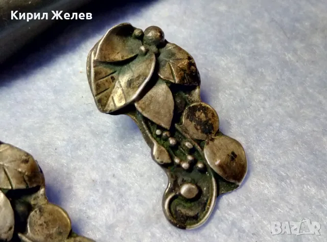 СТАРИННИ ФЛОРАЛНИ АР НУВО СРЕБЪРНИ ОБЕЦИ ОКСИДИРАНО СРЕБРО ВИСОКА ПРОБА с НУЖДА от ЗАКОПЧАЛКИ 34798, снимка 4 - Антикварни и старинни предмети - 50421105