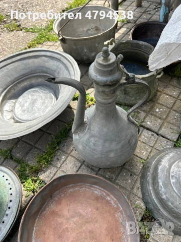 Стари медни и месингови съдове – бакър, кана, тави – ретро / антики, снимка 5 - Други - 54171880