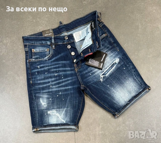 DSQUARED2 Мъжки Сини Къси Дънки С Накъсан Ефект🔝Дамски Къси Дънкови Панталони Код Mens P.198