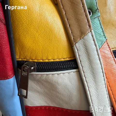 Дамска цветна чанта (Patchwork) от 100% естествена кожа, снимка 4 - Чанти - 56436632
