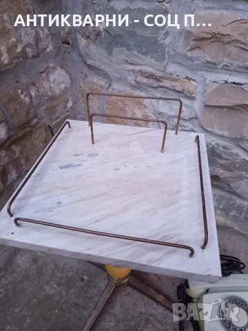 Комплект Соц Стара Мраморна Масичка Стойка С Домашен Телефон., снимка 5 - Антикварни и старинни предмети - 50074441