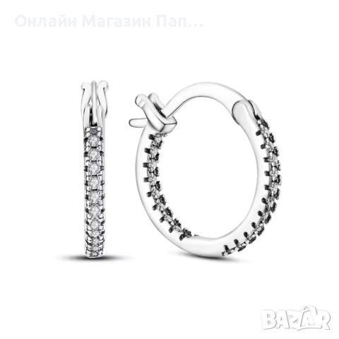 925 Сребърни обеци халки с двоен ред циркони